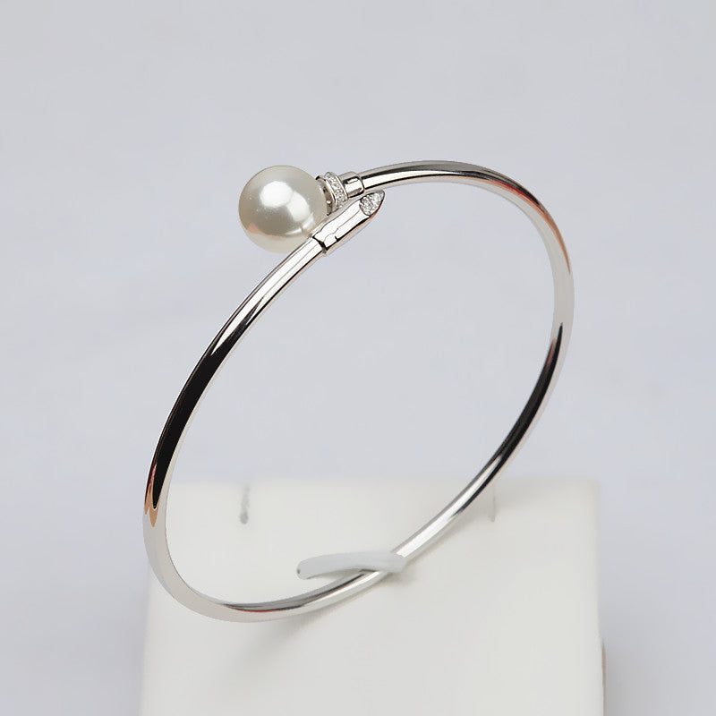 Elastic Women Bangle Setting S925 Silver Pearl Jewelry Settings - Feliz Pearl 