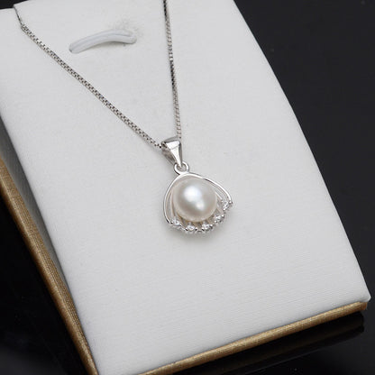 Cubic Zirconia Shell Pendant Setting-S925 Sterling Silver - Feliz Pearl 