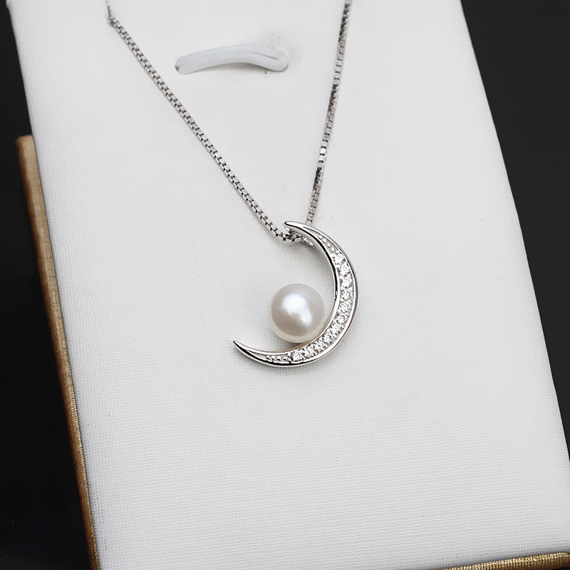 Chic Moon Pearl Pendant Setting-S925 Sterling Silver - Feliz Pearl 