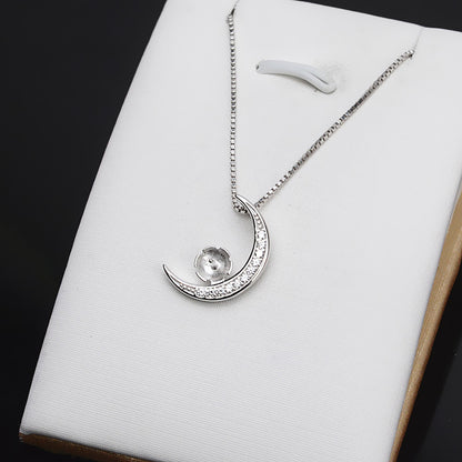 Chic Moon Pearl Pendant Setting-S925 Sterling Silver - Feliz Pearl 