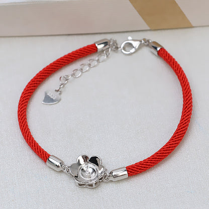 Red Rope Pearl Bracelet Setting-Pearl Jewelry Diy Settings - Feliz Pearl 