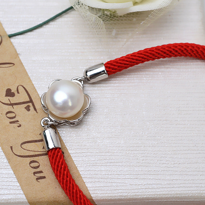 Red Rope Pearl Bracelet Setting-Pearl Jewelry Diy Settings - Feliz Pearl 