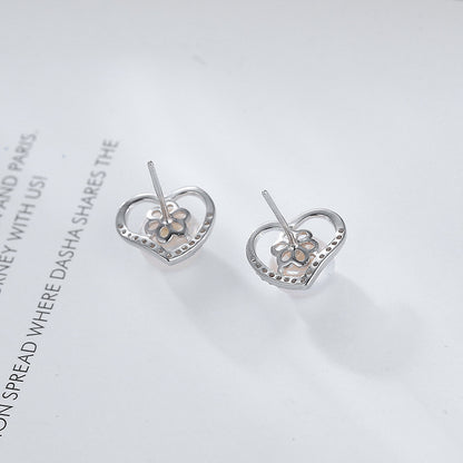 Wholesale S925 Sterling Silver Lovely Cubic Zirconia Heart Pearl Earring Mounting - Feliz Pearl 