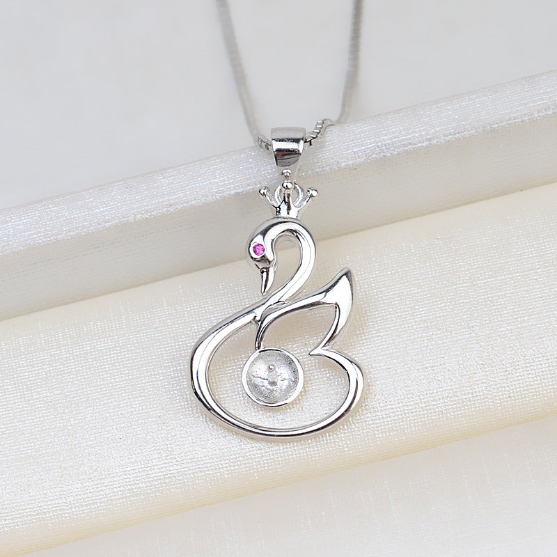 Purple Eye Swan Pendant Setting-Jewelry DIY - Feliz Pearl 