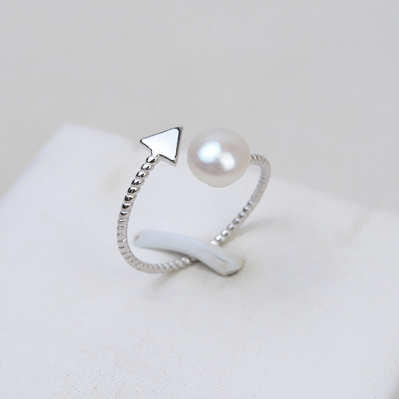 Minimalist S925 Sterling Silver Twisted Arrow Pearl Ring Mounting - Feliz Pearl 