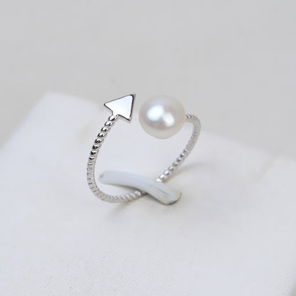 Minimalist S925 Sterling Silver Twisted Arrow Pearl Ring Mounting - Feliz Pearl 