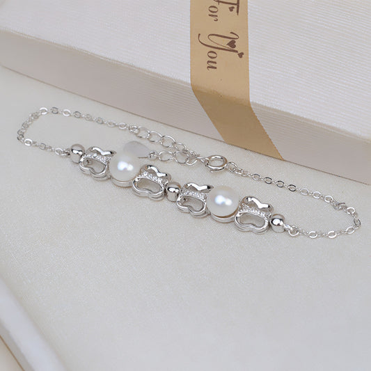 Mini Butterfly S925 Sterling Silver Pearl Bracelet Setting - Feliz Pearl 