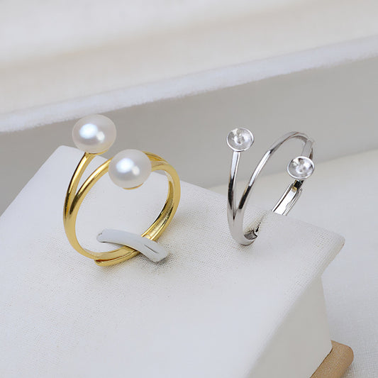 Double Pearls Pearl Ring Settings-Pearl Jewelry Mountings - Feliz Pearl 