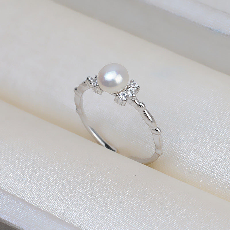 Wholesale S925 Sterling Silver Tiny Bow Tie Pearl Ring Mounting - Feliz Pearl 