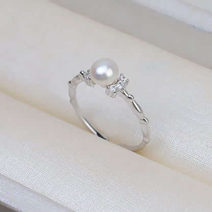 Wholesale S925 Sterling Silver Tiny Bow Tie Pearl Ring Mounting - Feliz Pearl 