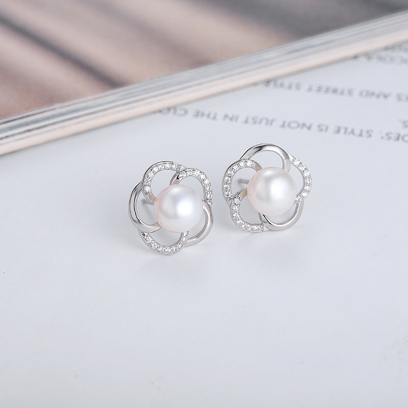 Wholesale S925 Sterling Silver Flower Shape Stud Earring Pearl Jewelry Mounting - Feliz Pearl 