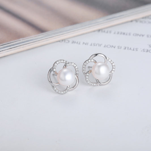 Wholesale S925 Sterling Silver Flower Shape Stud Earring Pearl Jewelry Mounting - Feliz Pearl 