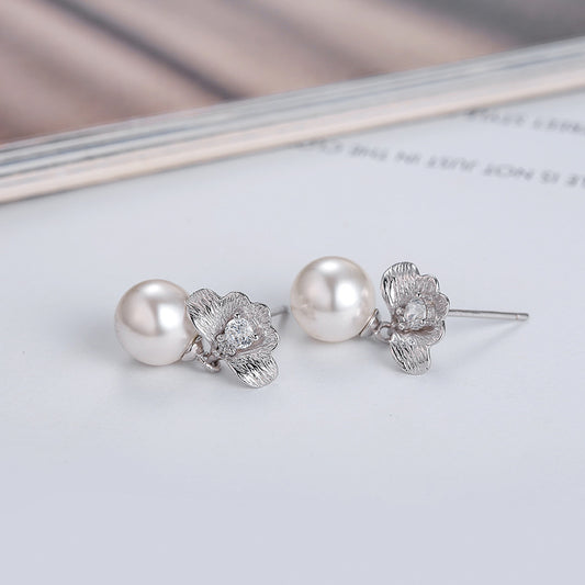 Silver Flower Pearl Earring Setting-DIY Jewelry Setting - Feliz Pearl 