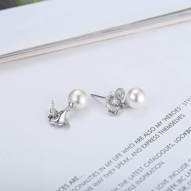 Silver Flower Pearl Earring Setting-DIY Jewelry Setting - Feliz Pearl 