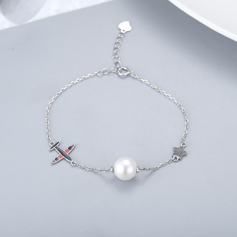 Silver Airplane Pearl Bracelet Setting-DIY Jewelry - Feliz Pearl 