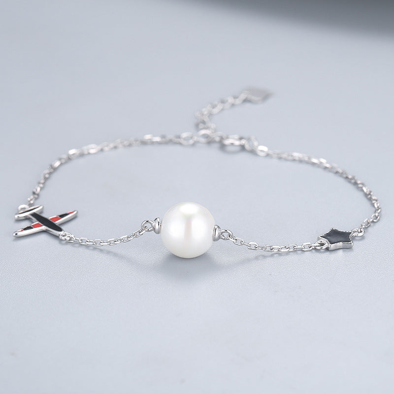 Silver Airplane Pearl Bracelet Setting-DIY Jewelry - Feliz Pearl 