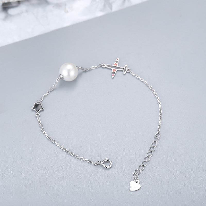 Silver Airplane Pearl Bracelet Setting-DIY Jewelry - Feliz Pearl 