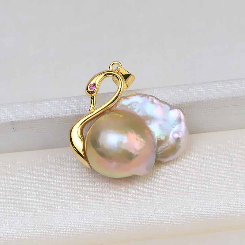 Swan Baroque Pearl Pendant Setting- S925 Sterling Silver - Feliz Pearl 