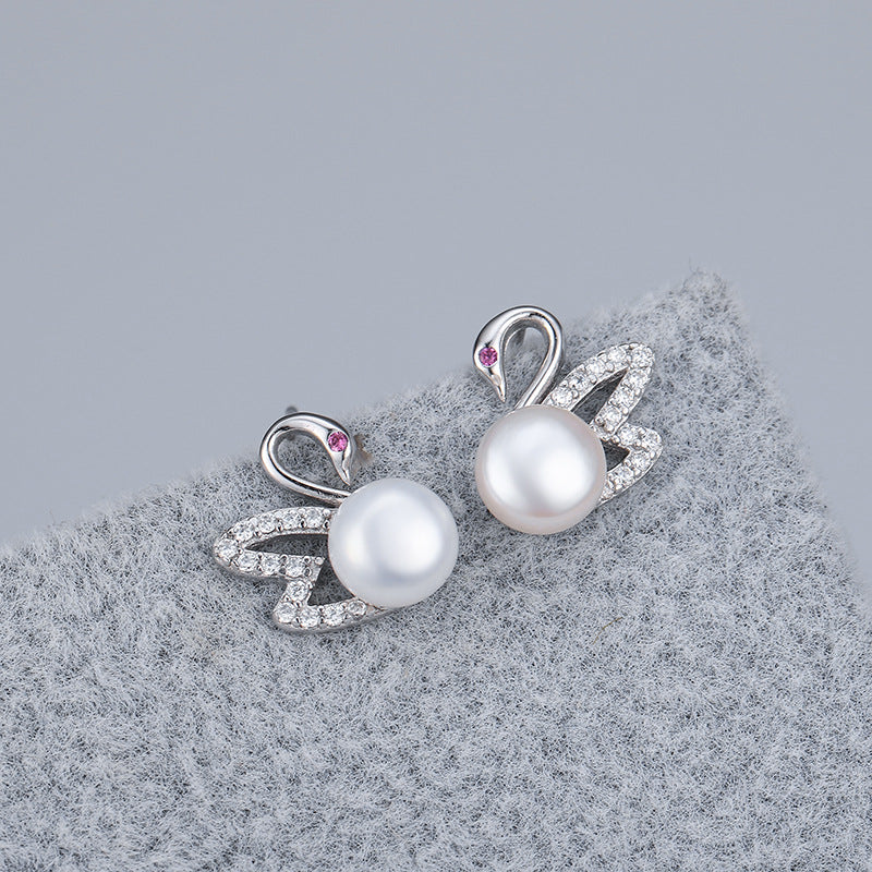 DIY Sterling Silver Swan Pearl Earring Setting-Feliz Pearl - Feliz Pearl 