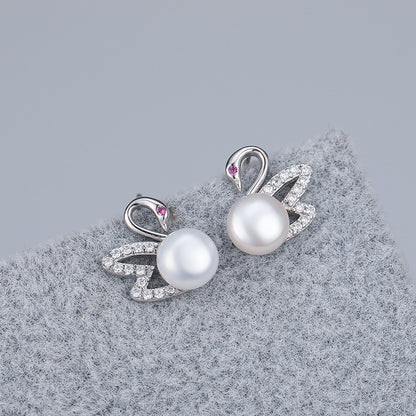 DIY Sterling Silver Swan Pearl Earring Setting-Feliz Pearl - Feliz Pearl 