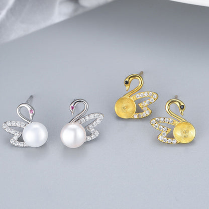 DIY Sterling Silver Swan Pearl Earring Setting-Feliz Pearl - Feliz Pearl 