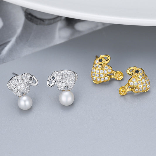 Cute Elephant Pearl Earring Setting-Jewelry Setting Wholesale - Feliz Pearl 