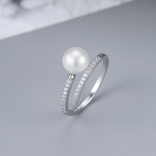 Wholesale S925 Sterling Silver CZ Pearl Ring Mountings-Feliz Pearl - Feliz Pearl 