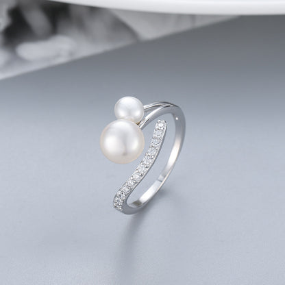 S925 Sterling Silver Double Pearls Ring Setting-Feliz Pearl - Feliz Pearl 