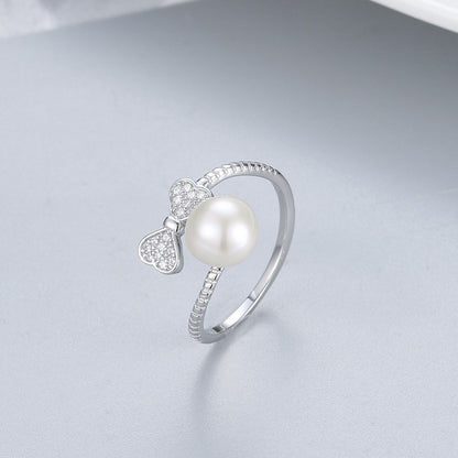 S925 Sterling Silver Bow Tie Design Pearl Ring Setting-Feliz Pearl - Feliz Pearl 