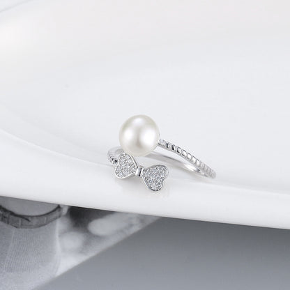 S925 Sterling Silver Bow Tie Design Pearl Ring Setting-Feliz Pearl - Feliz Pearl 