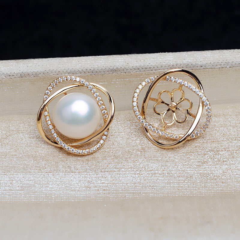 18K Gold Pearl Earring Mounting