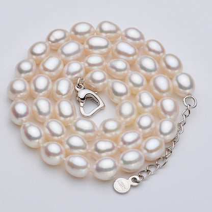 8-9mm White Freshwater Rice Pearl Necklace - Feliz Pearl 