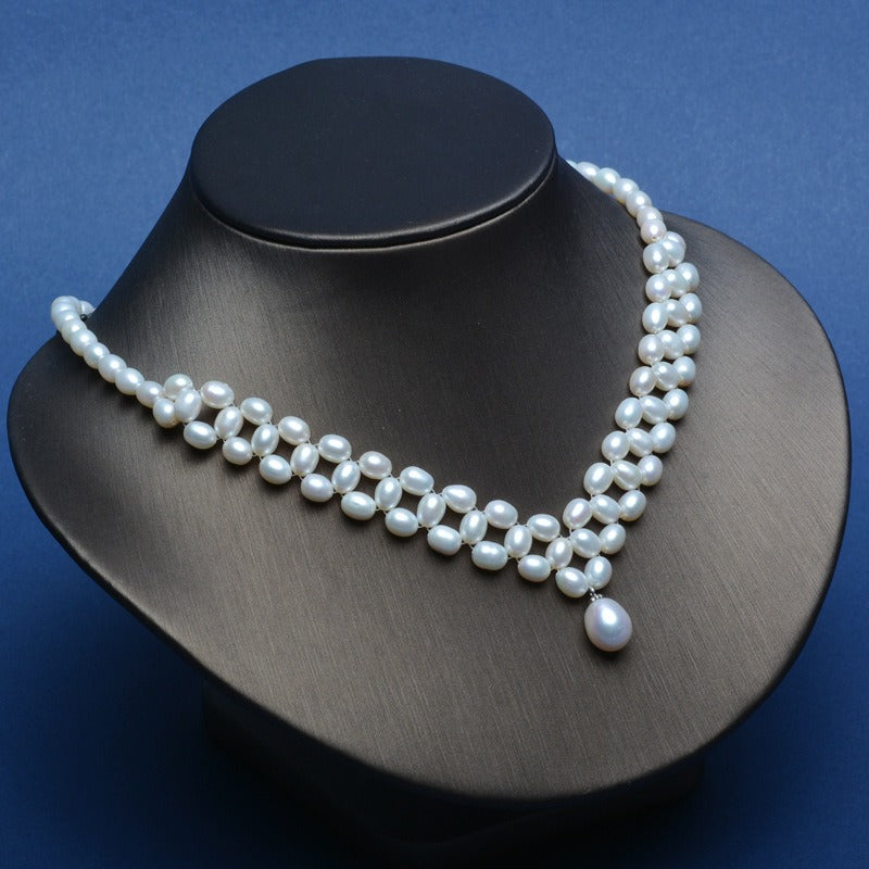 Handmade Woven Freshwater Rice Pearl Necklace - Feliz Pearl 