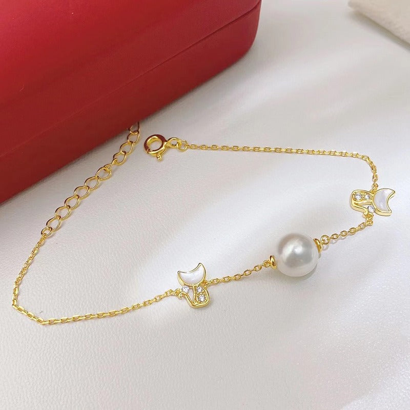 Women Sweet Cat Pearl Bracelet Settings-Feliz Pearl - Feliz Pearl 