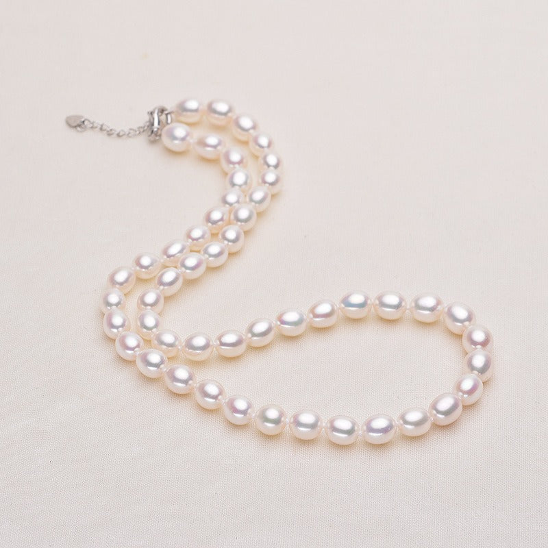 7-8mm High Luster Drop Shape Freshwater Pearl Necklace - Feliz Pearl 