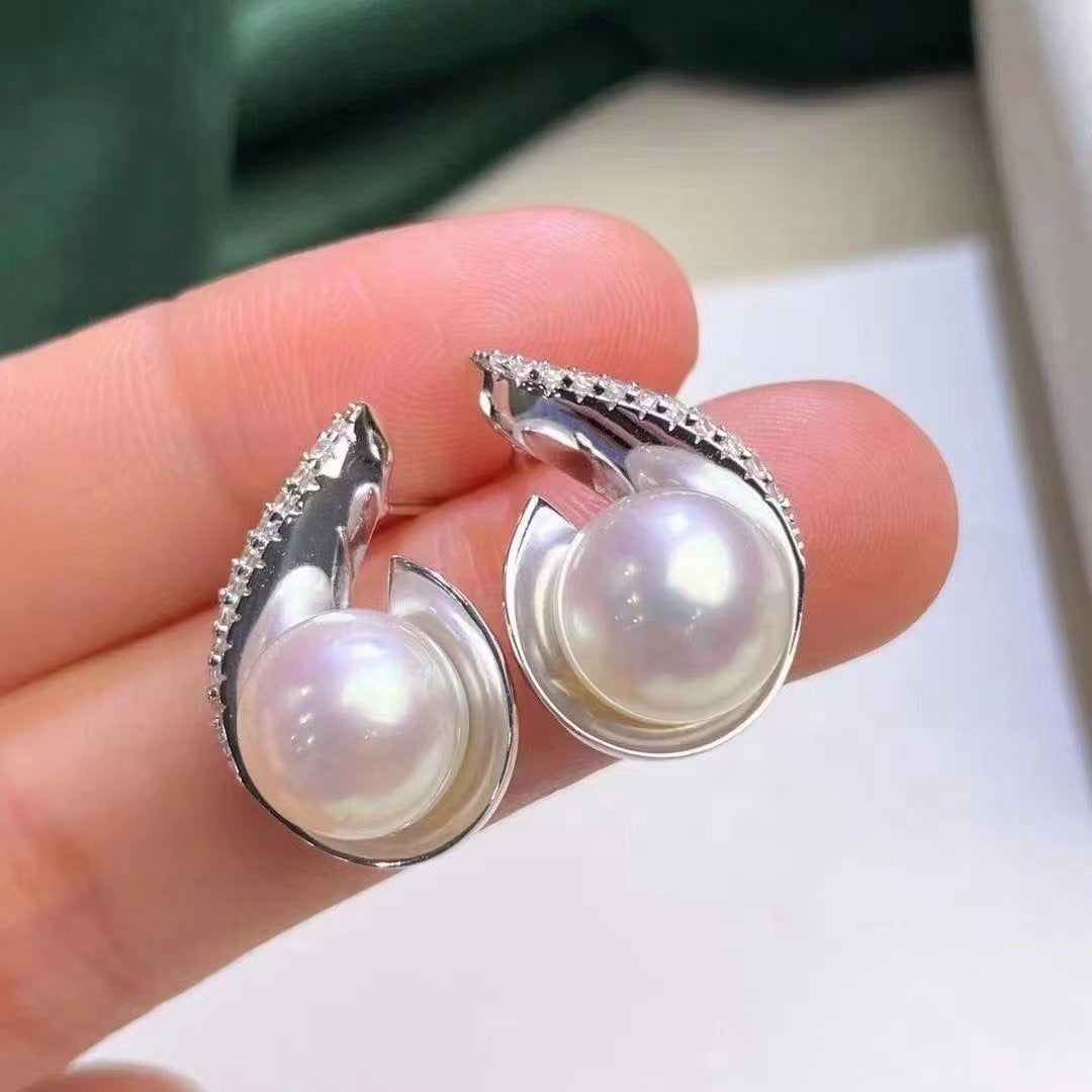 Silver Conch Pearl Earring Settings-Feliz Pearl - Feliz Pearl 