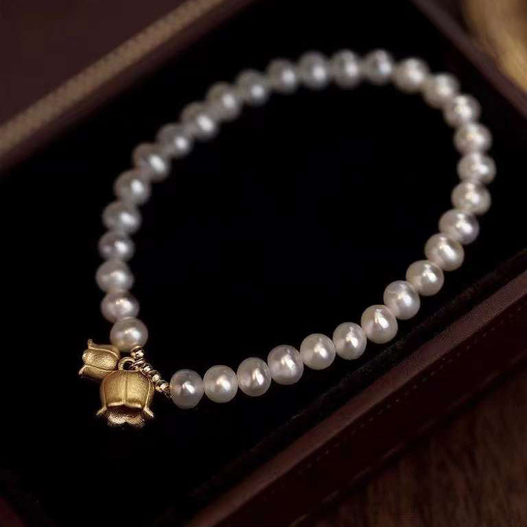 Bell Orchid 4-5mm Authentic Pearl Bracelet - Feliz Pearl 