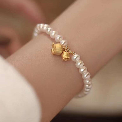 Bell Orchid 4-5mm Authentic Pearl Bracelet - Feliz Pearl 