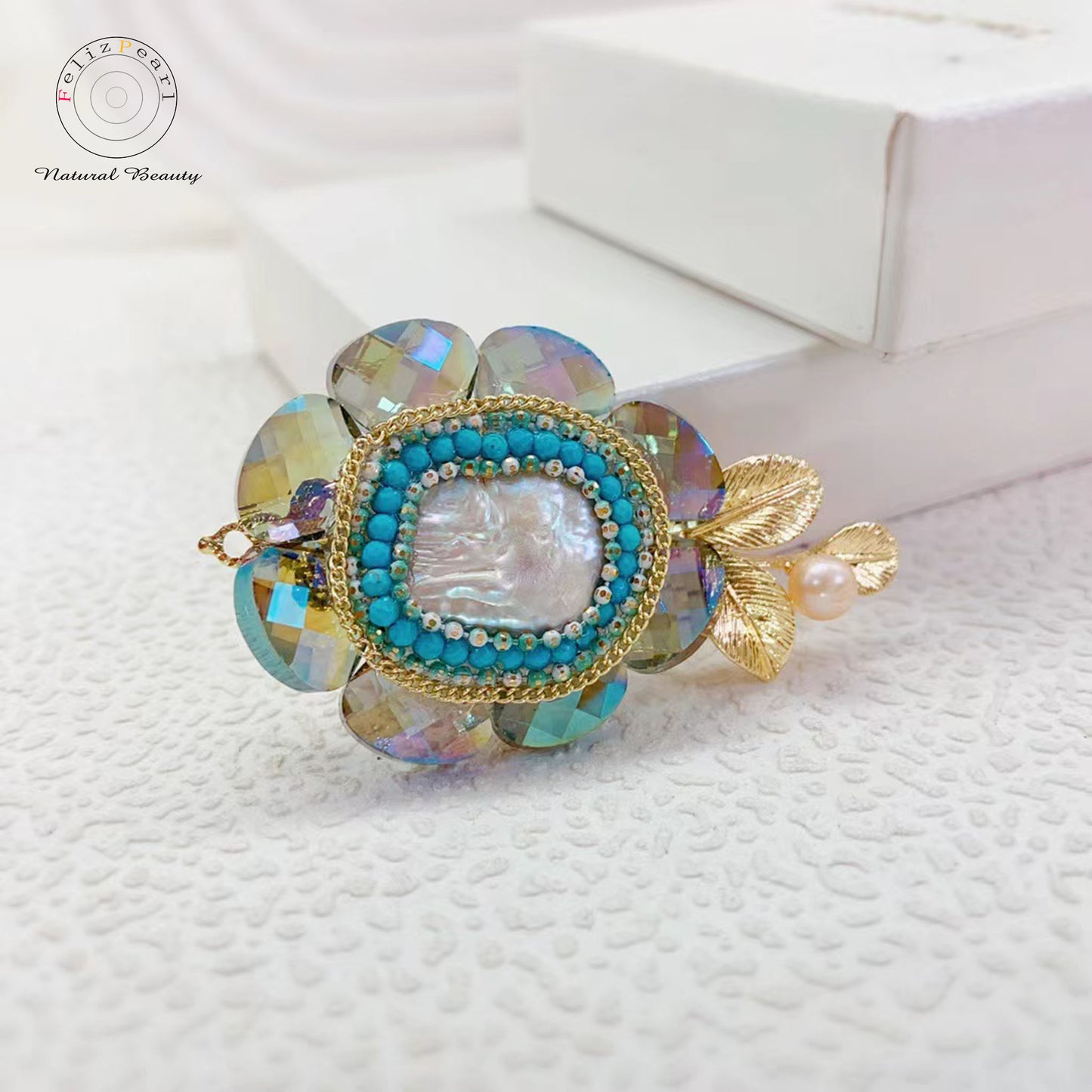 Treatment Turquoise Baroque Pearl Brooch - Feliz Pearl 