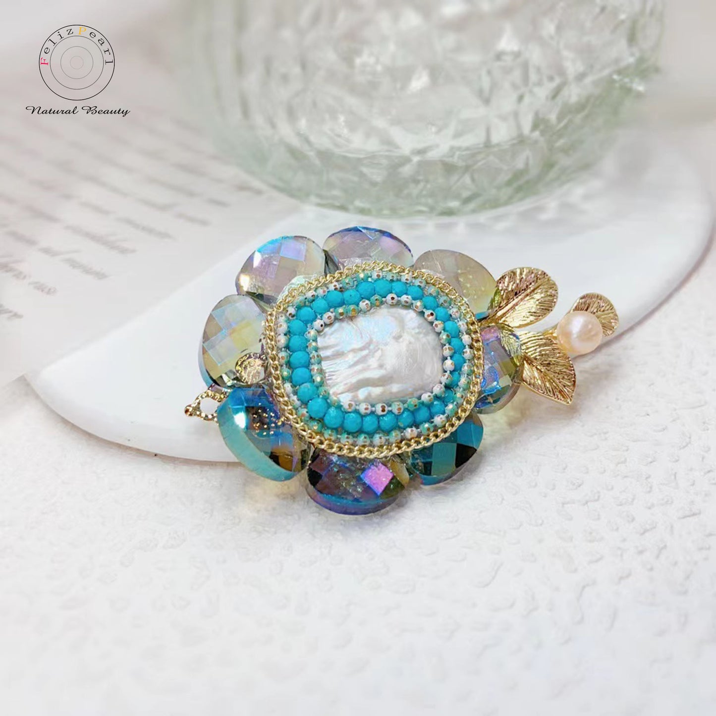 Treatment Turquoise Baroque Pearl Brooch - Feliz Pearl 