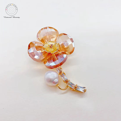 Crystal Flower. Daily Women Pearl Brooch - Feliz Pearl 