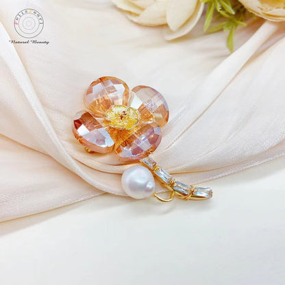 Crystal Flower. Daily Women Pearl Brooch - Feliz Pearl 