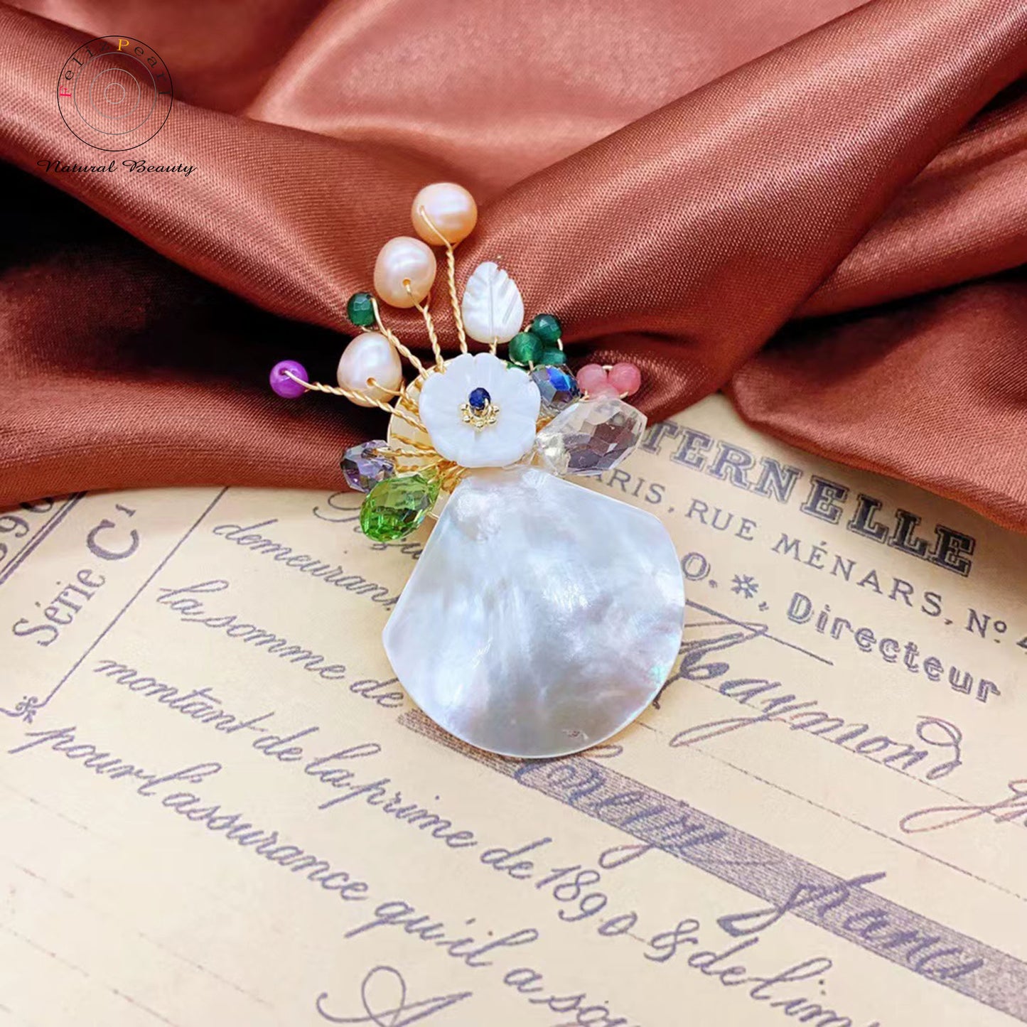 Blossom Garden. Handmade Daily Pearl Brooch - Feliz Pearl 