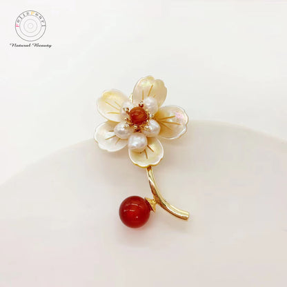 Wholesale Handmade Baroque Pearl Agate Brooch - Feliz Pearl 