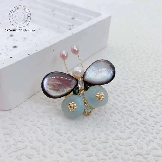 Luxury Shell Butterfly Pearl Brooch - Feliz Pearl 