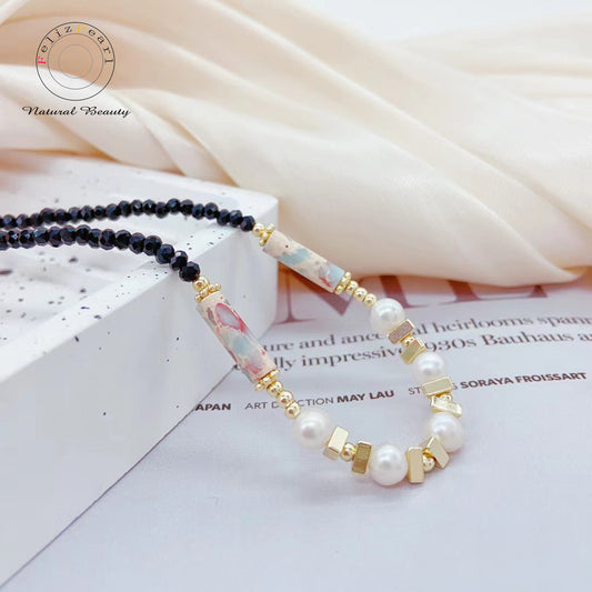 Chic Freshwater Pearl Choker Crystal Jewelry - Feliz Pearl 