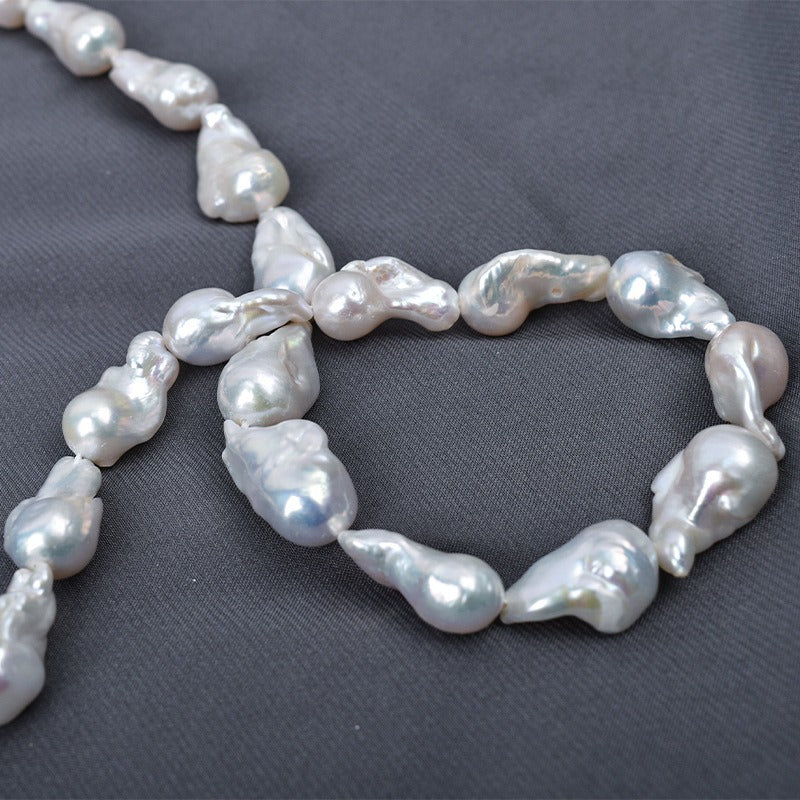 White color baroque pearl strands