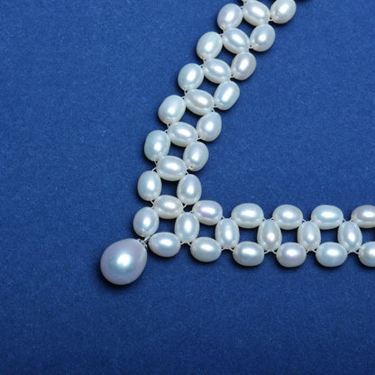 Handmade Woven Freshwater Rice Pearl Necklace - Feliz Pearl 