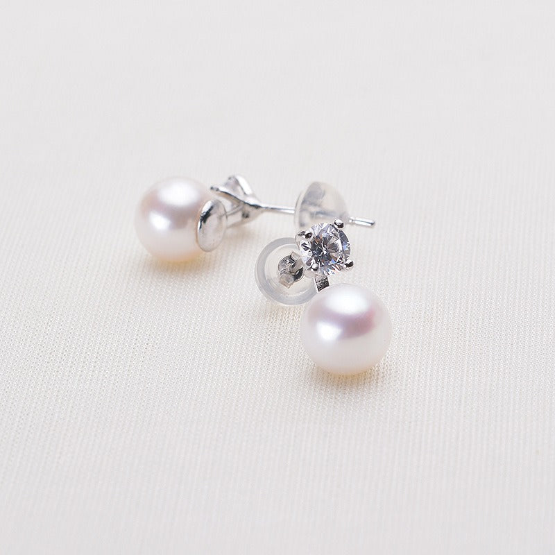 Perfect Round Freshwater Pearl Stud Earring - Feliz Pearl 