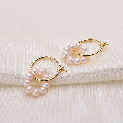 4-5mm Near Round Huggie Pearl Earring - Feliz Pearl 